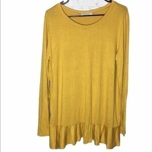NEW VEVERET yellow long sleeve ruffle tunic top